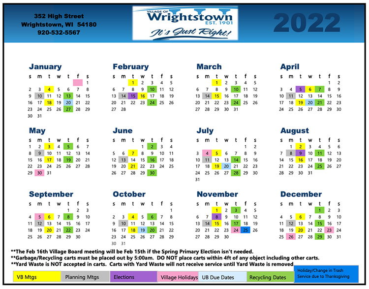 2022 Resident Calendar
