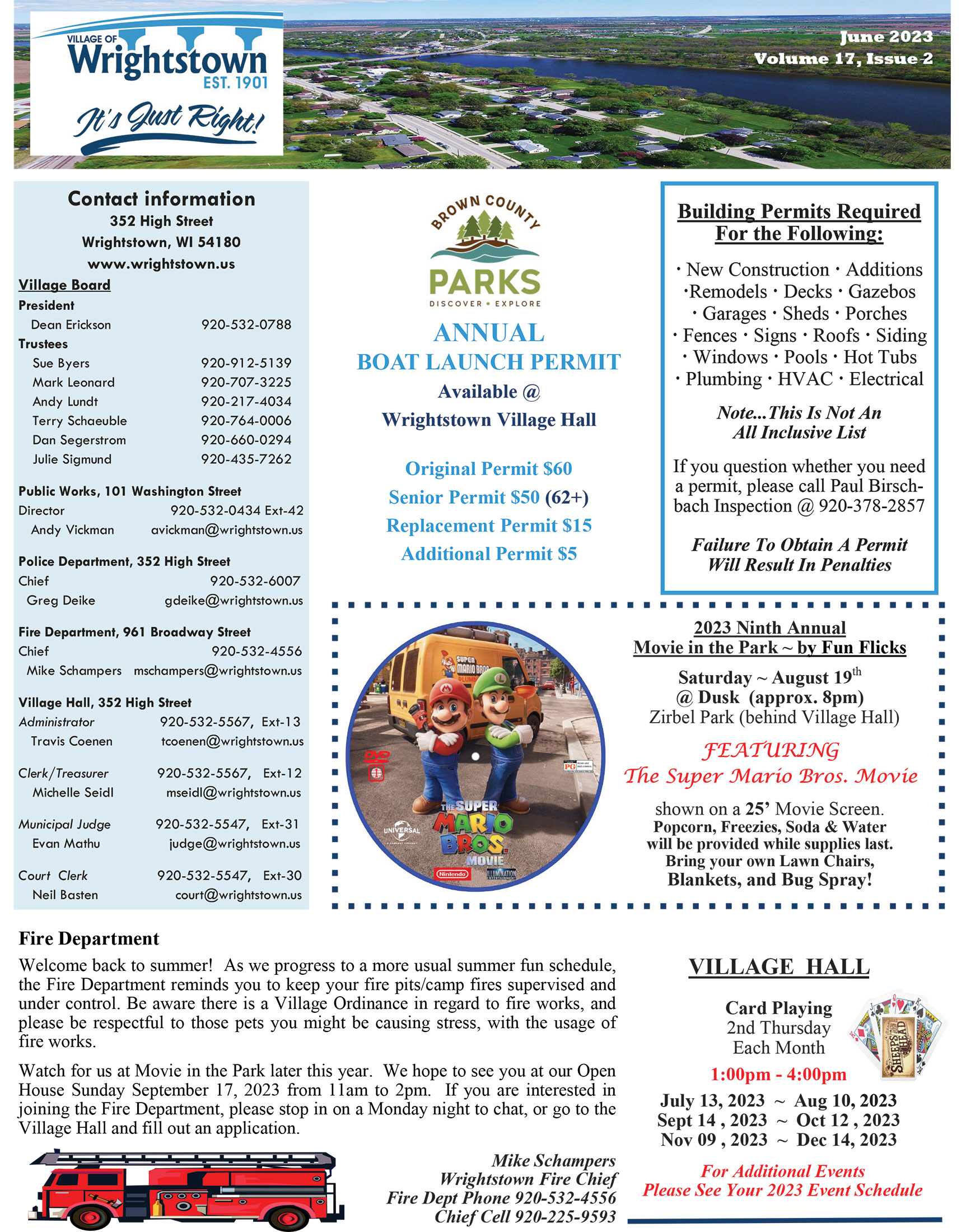 village of wrightstown wisconsin calendar, events calendar, recycling, village board meetings, planning meetings, elections, village holidays, utility bill