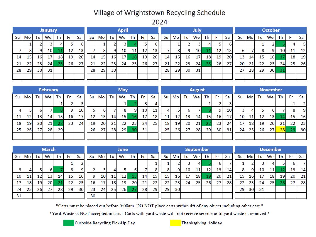 village of wrightstown wisconsin calendar, events calendar, recycling, village board meetings, planning meetings, elections, village holidays, utility bill